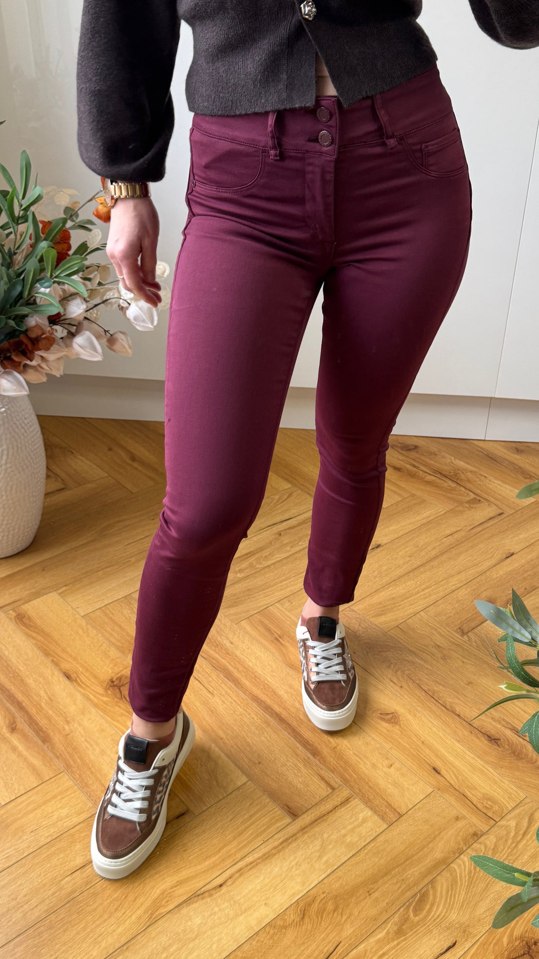 One size wine double up jeans