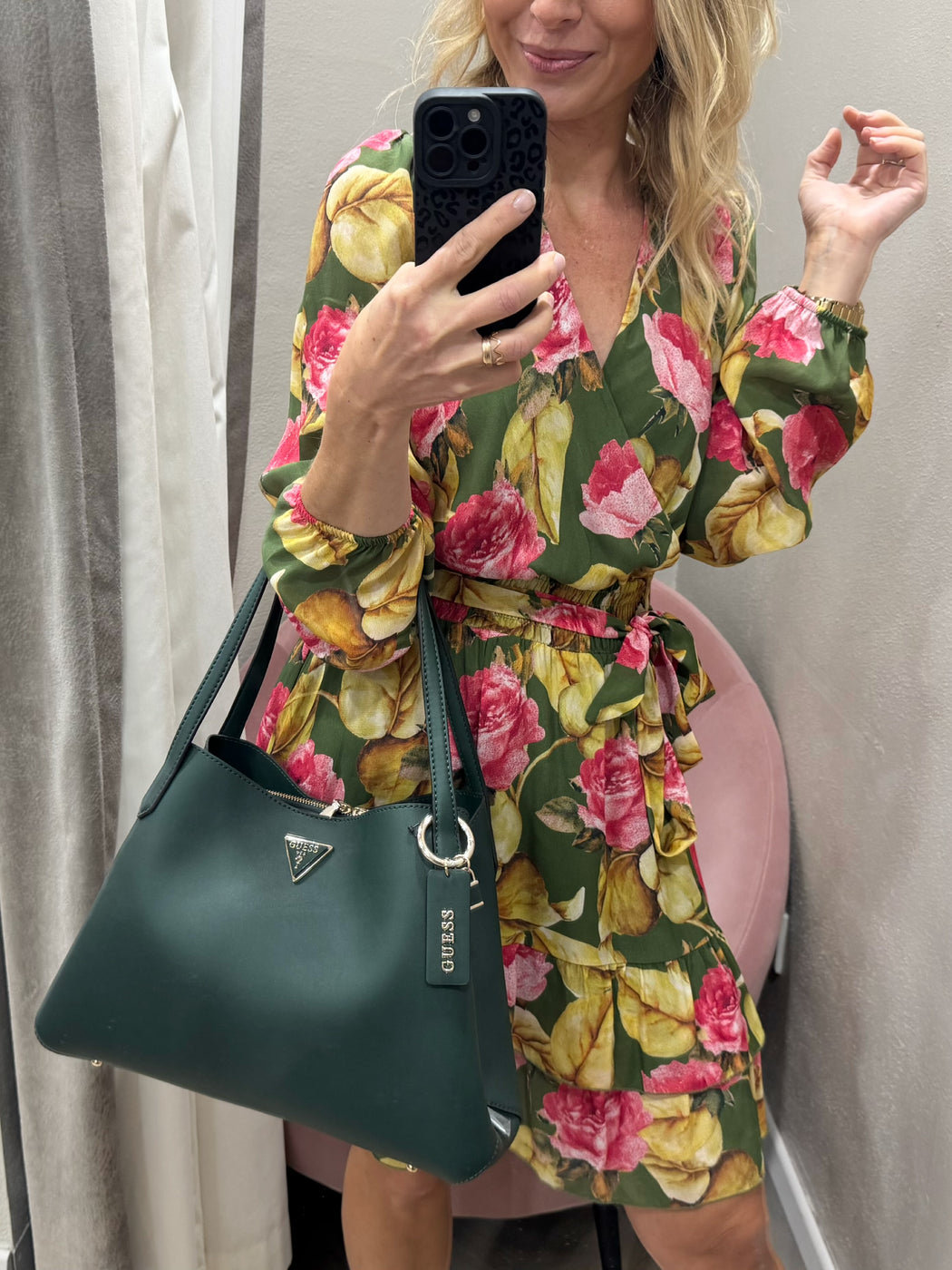 W4RK21WF5K0-P8BW guess belted floral dress