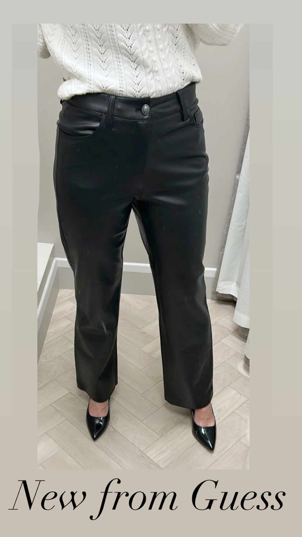 Guess faux leather straight leg trousers