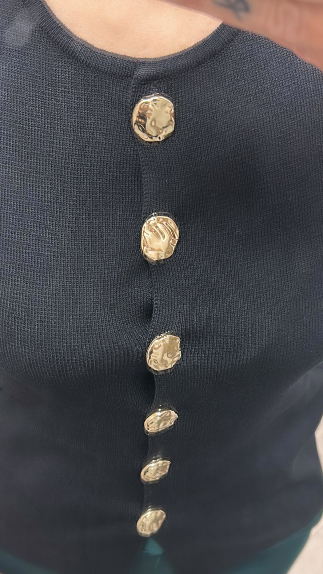 Black button knit waistcoat