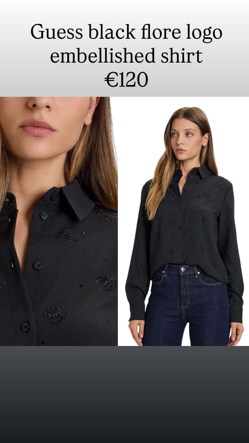 Guess black flore logo embellished shirt