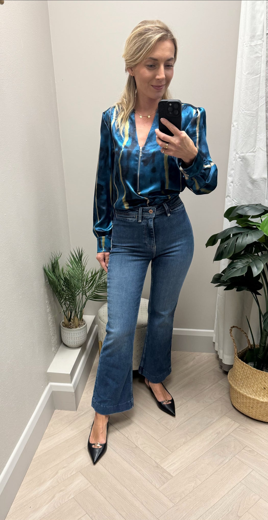 Shannon teal print top