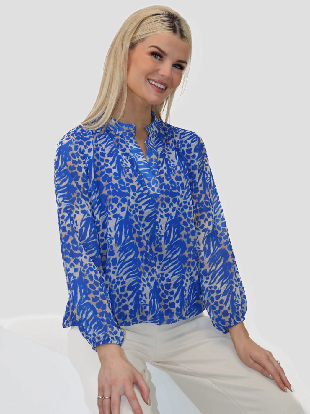 Blue animal print Bella band top