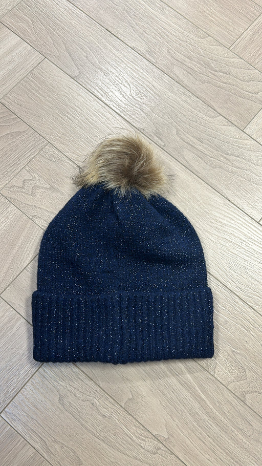 Pamela navy pom hat