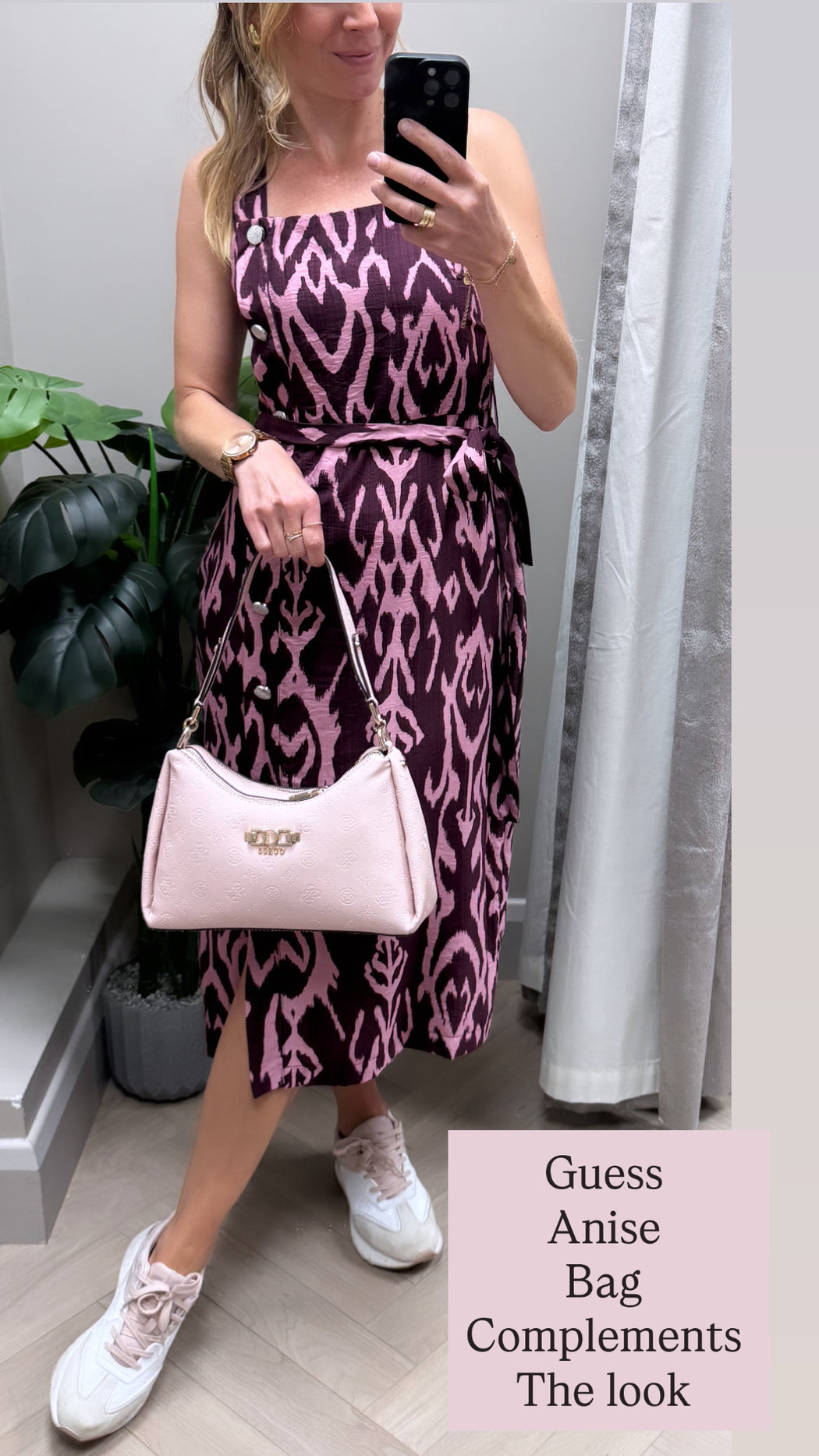 Guess anise   light rose double zip shoulder bag