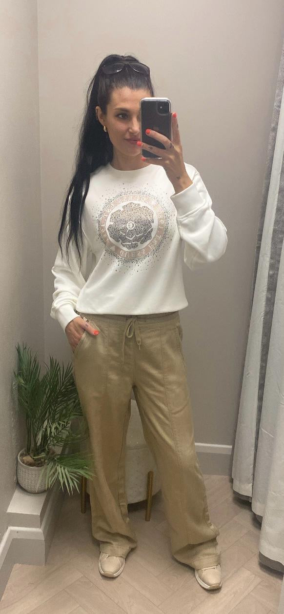 Relax & Renew Kiera taupe wide leg trouser