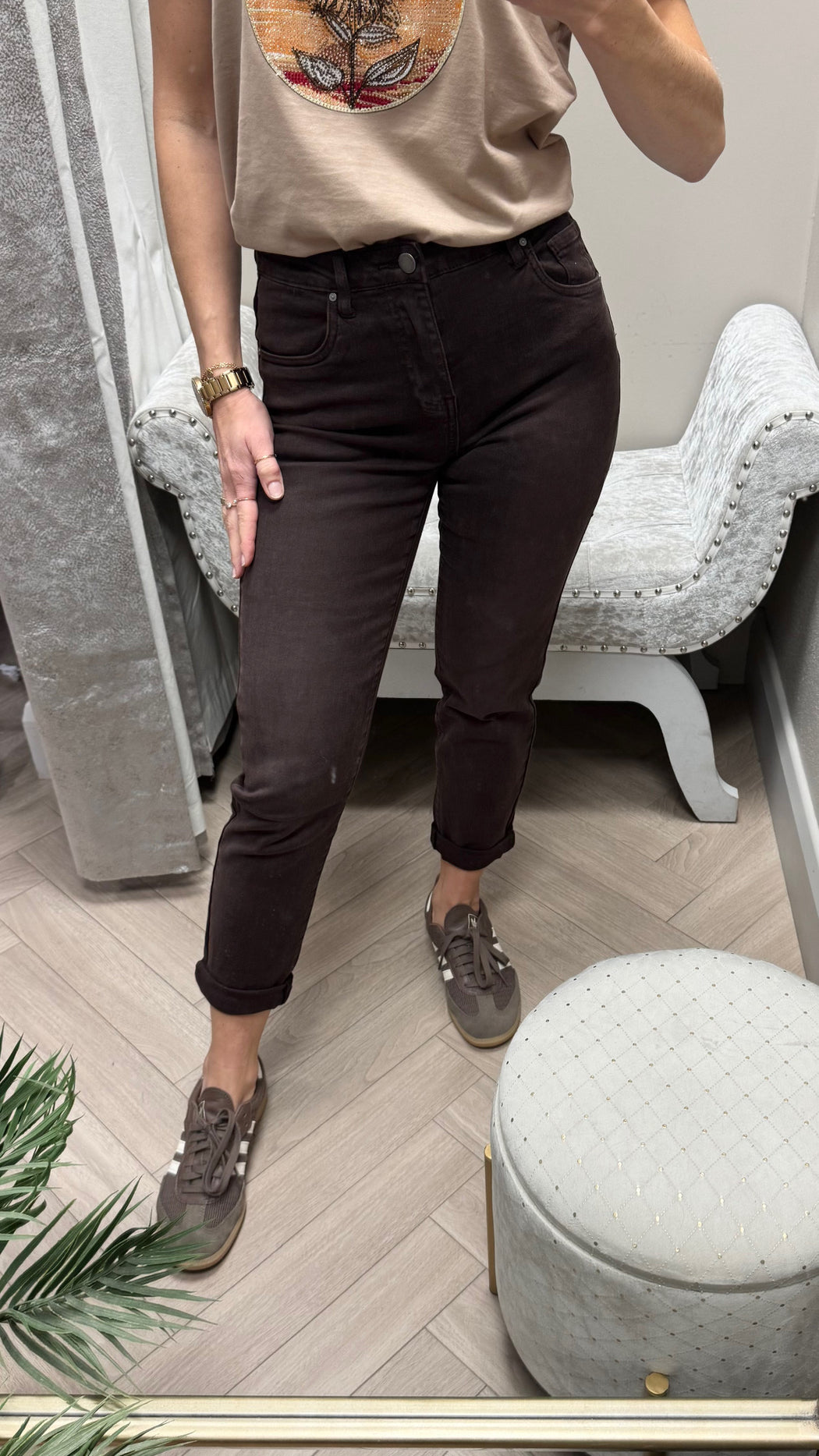 Toxic chocolate brown boyfriend fit jeans