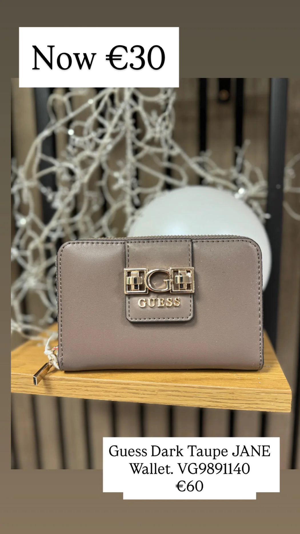 Guess Dark Taupe JANE Wallet. VG9891140