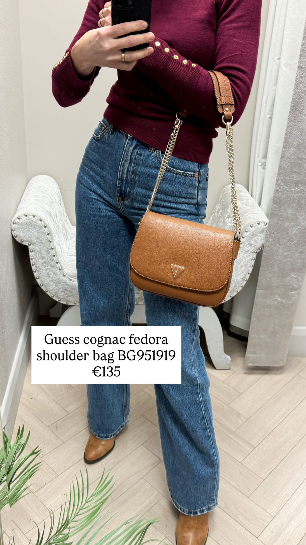 Guess cognac fedora shoulder bag BG951919