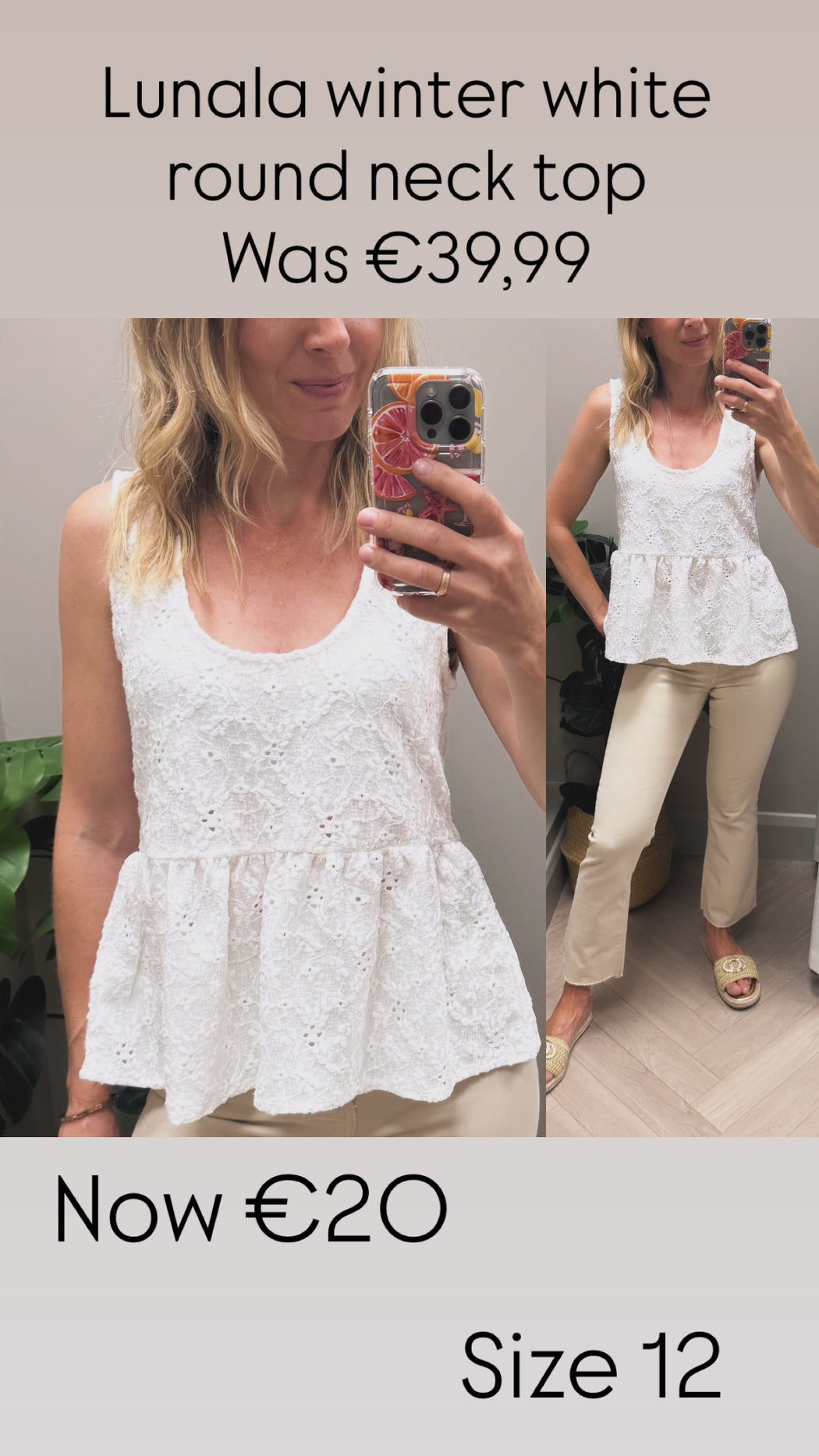 Lunala  winter white round neck top
