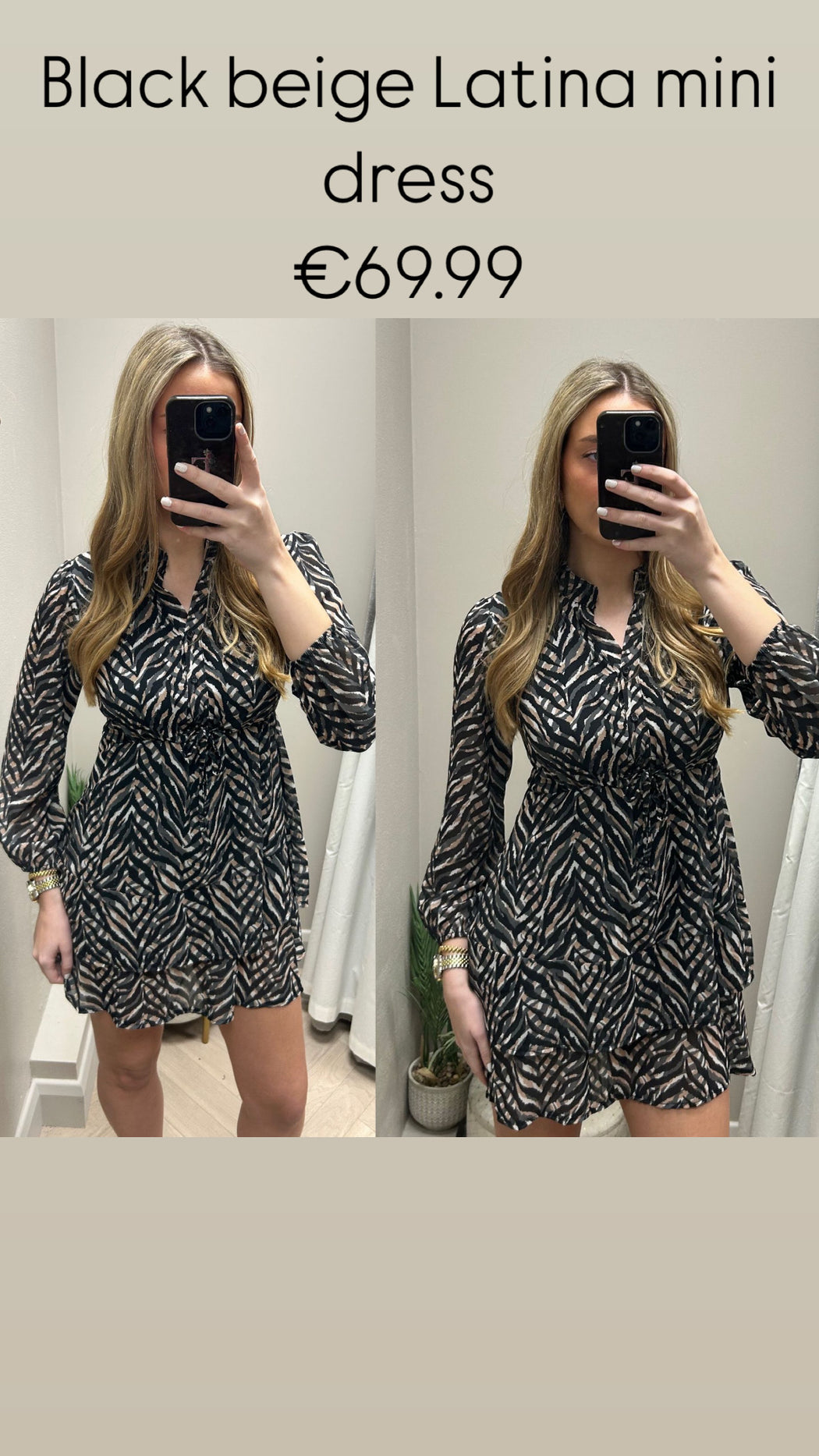 Black beige Latina mini dress