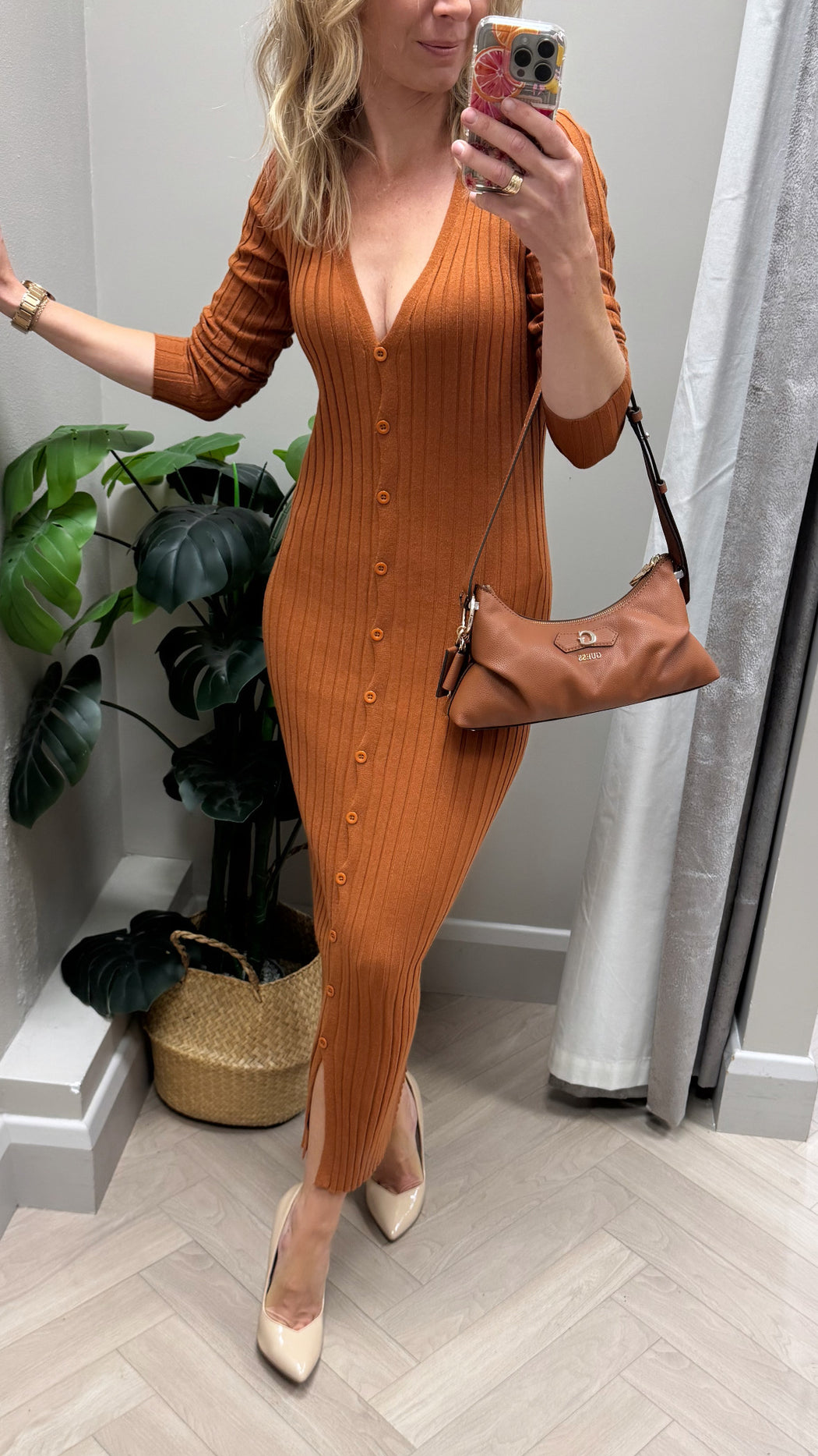 Knit rust dress