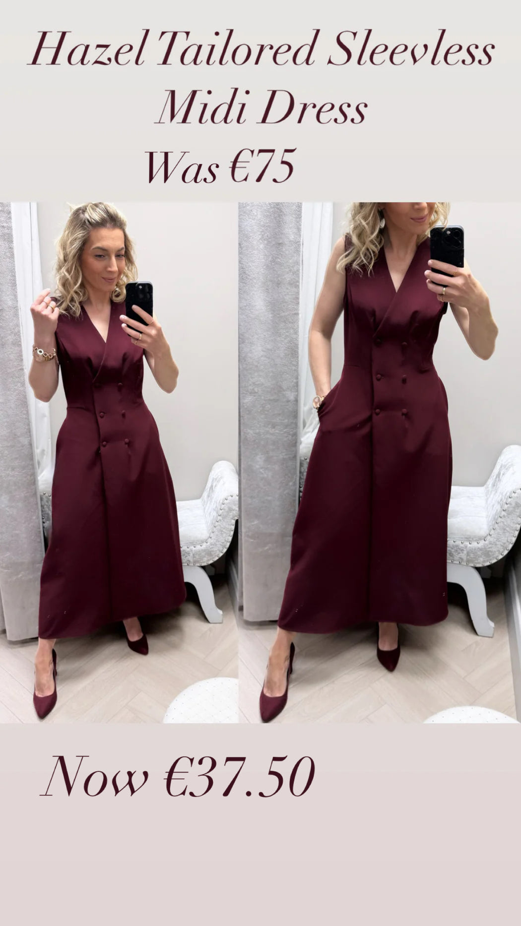 Hazel Tailored Sleevless Midi Dress