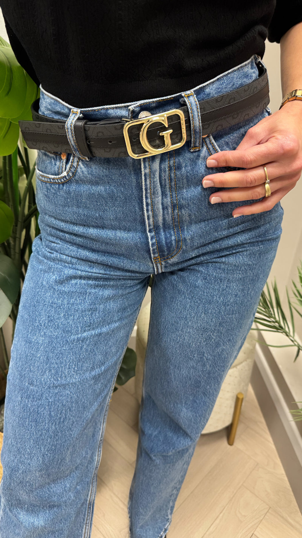 BW9229P5235 guess G logo black belt