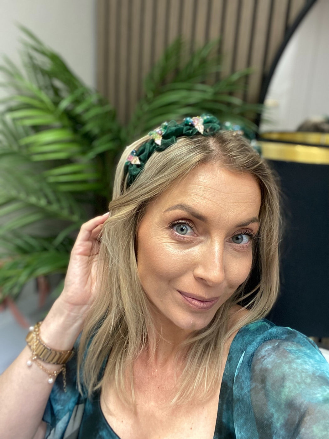 Forest green leaf hairband