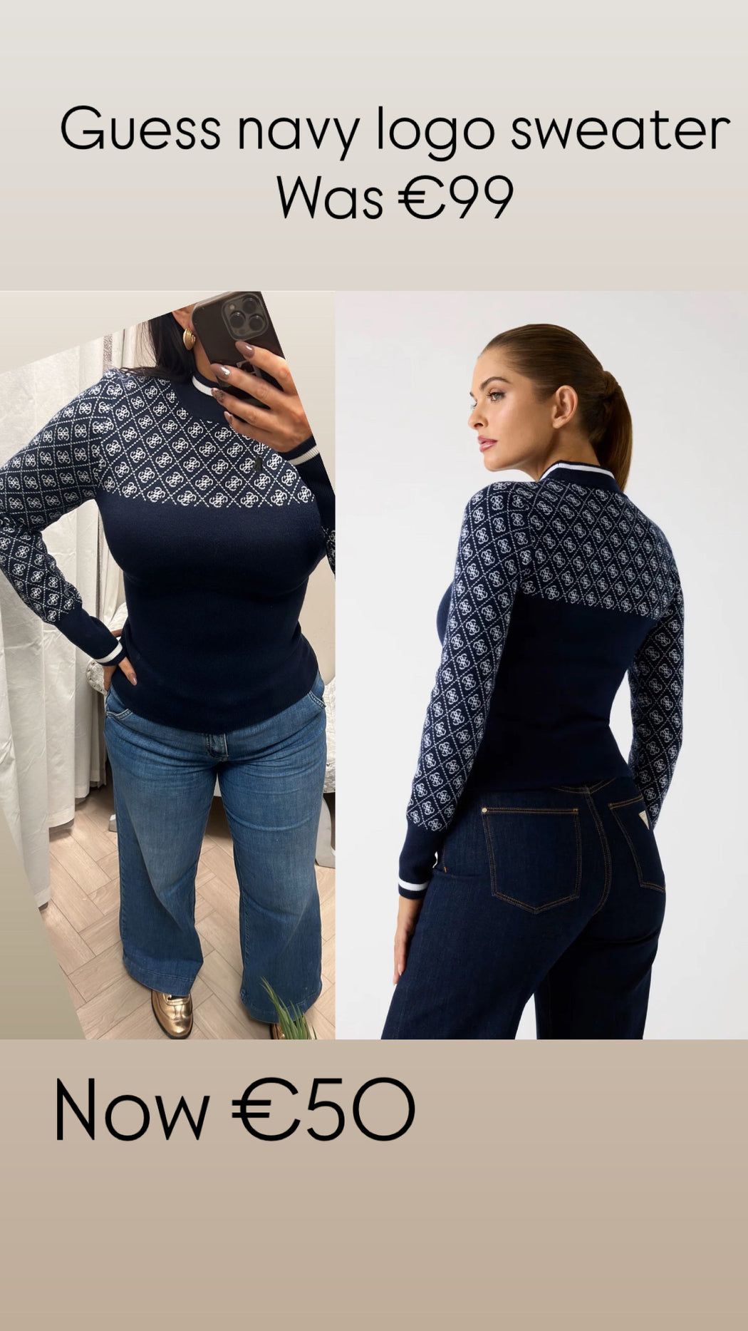 Guess navy logo sweater w5br24z3jd2