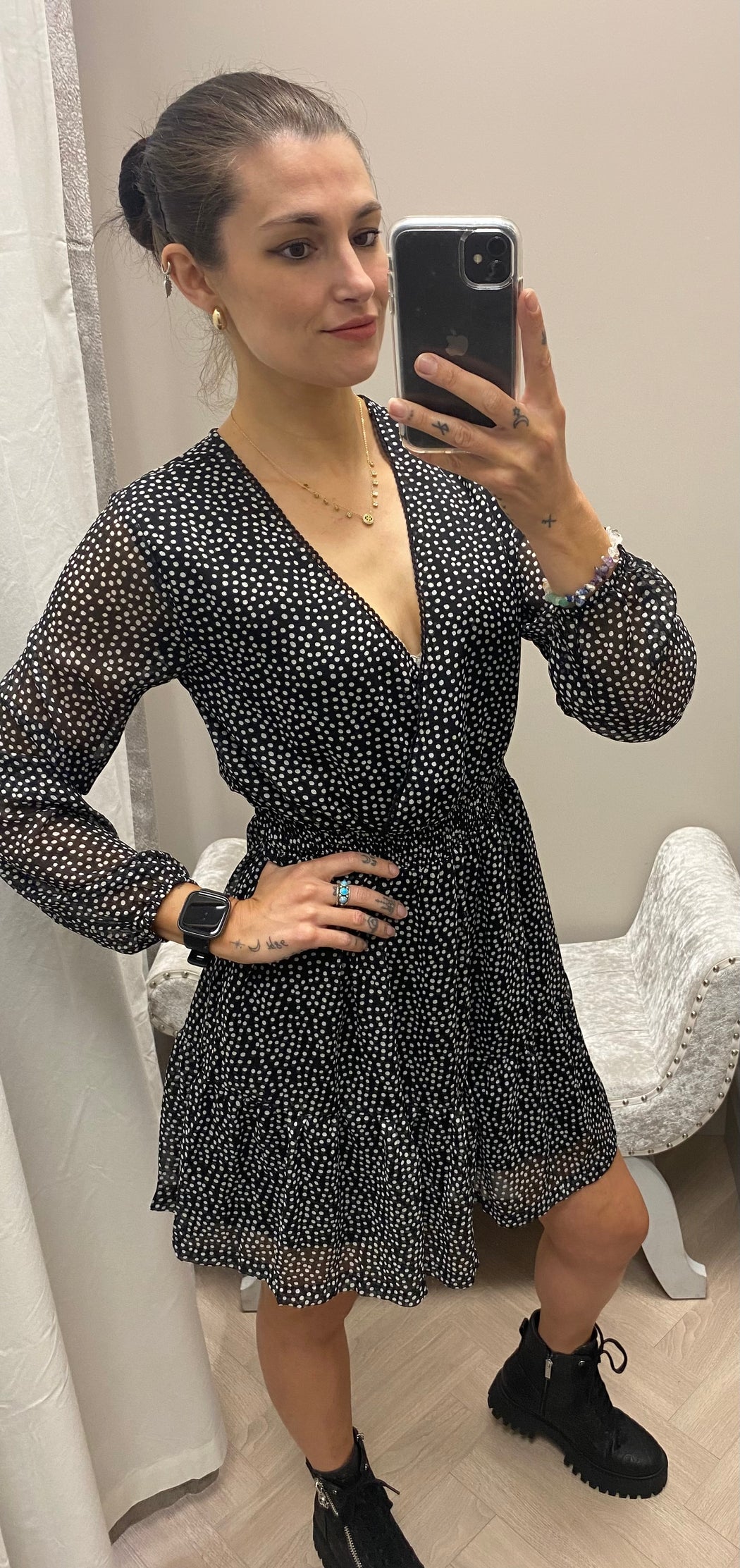 Fou black polka dot dress