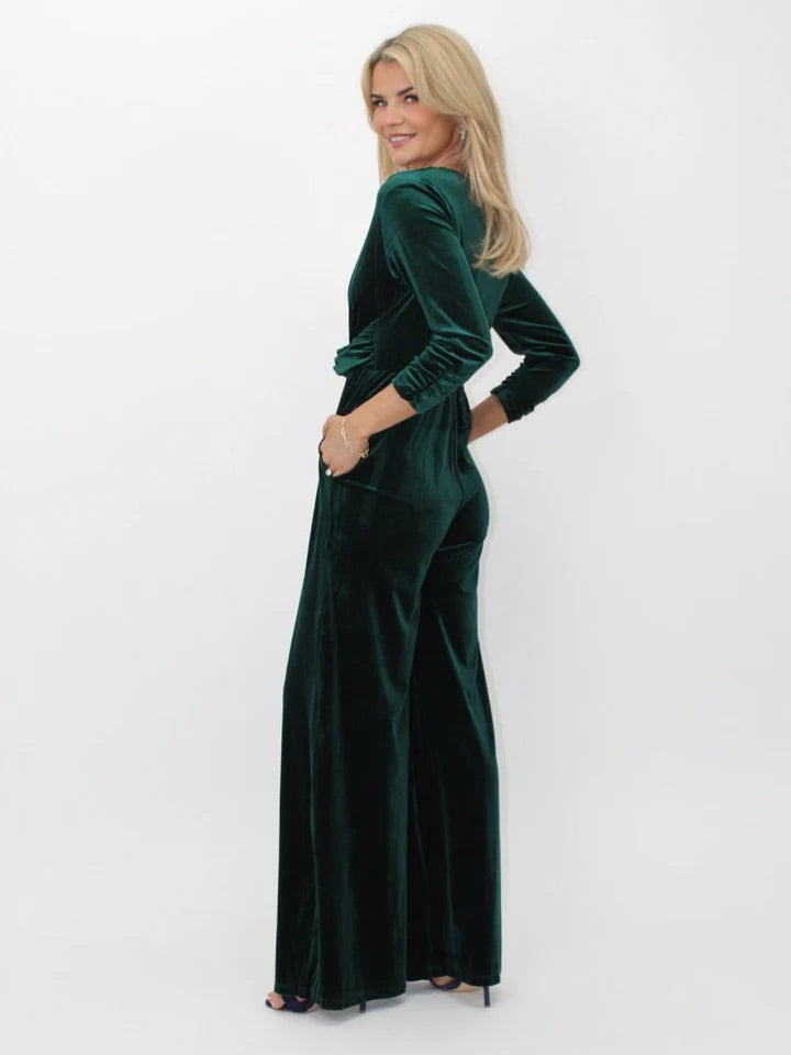 Sophia green velvet jumpsuit