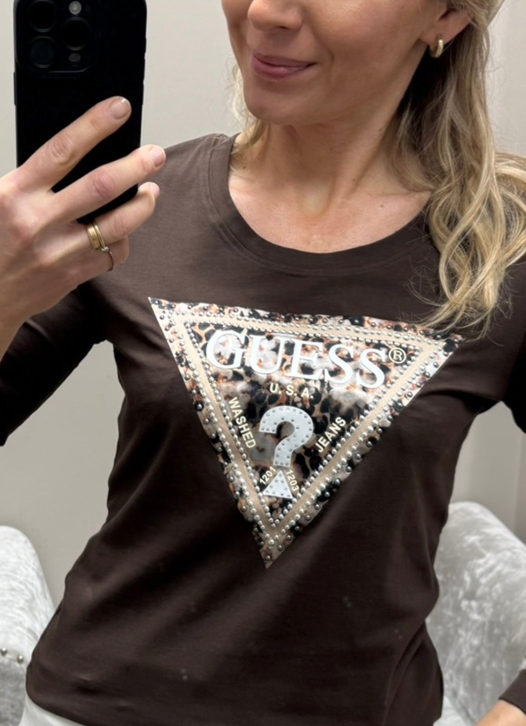 Guess brown long sleeved top w6r133j1314-GIEA