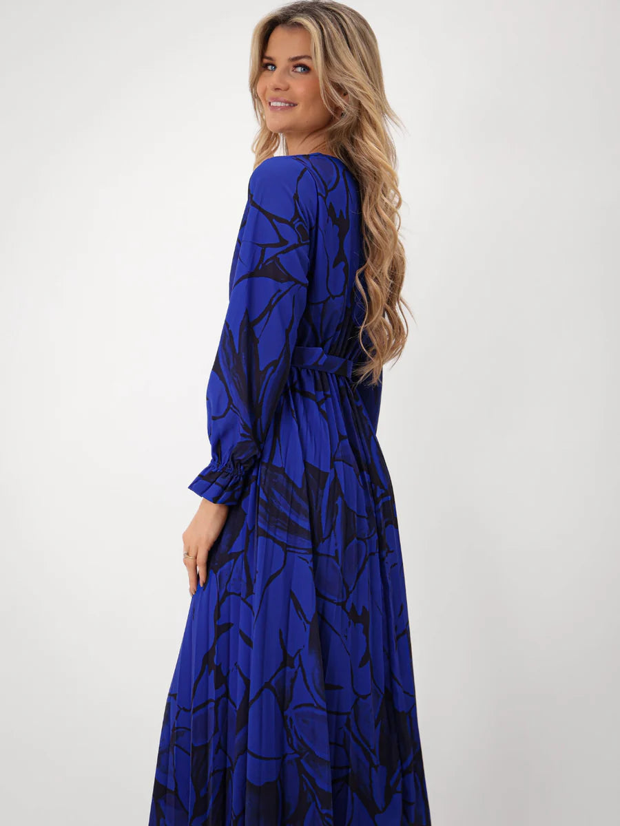 Positano royal blue print midi