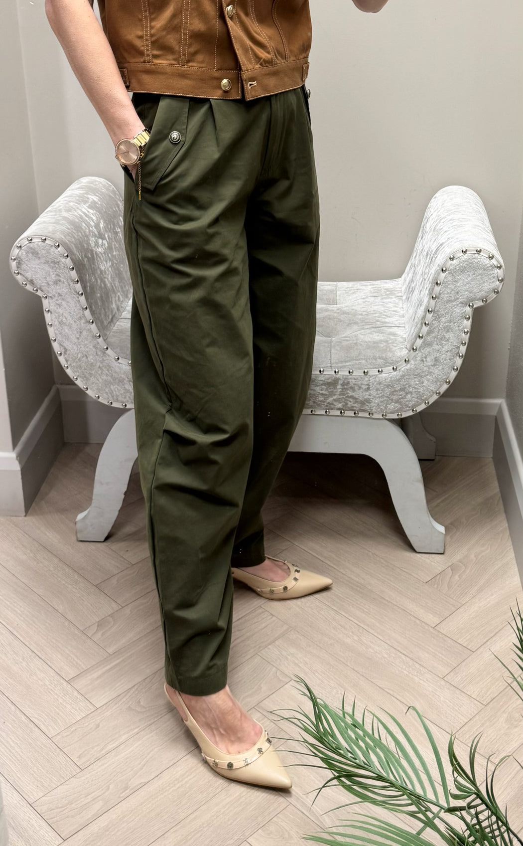 Guess khaki trousers w6rb08wj692-G8F6