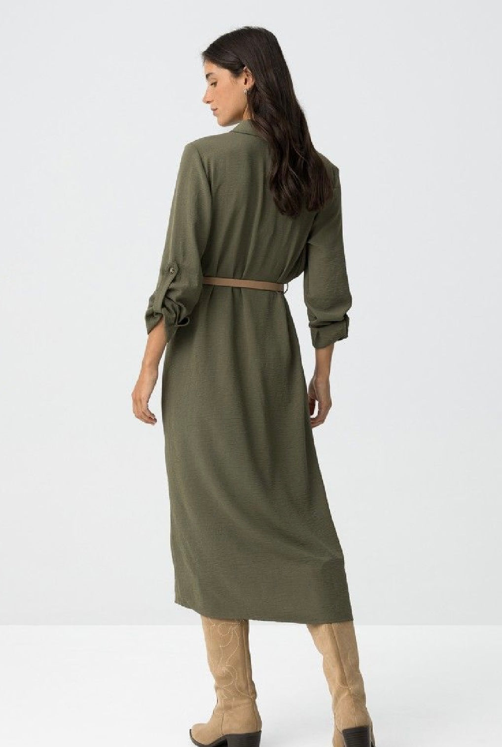 Estrela khaki midi dress