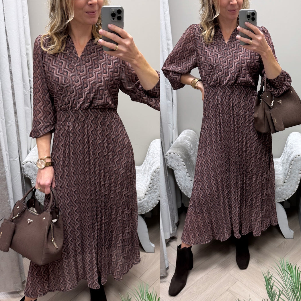 Brown print positano dress