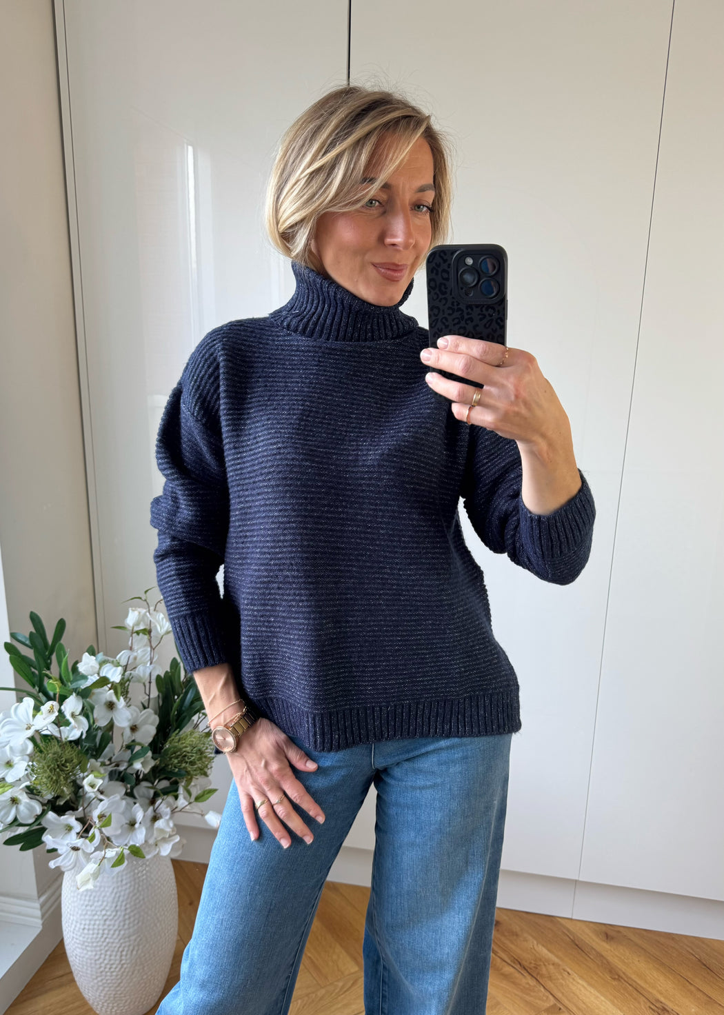Muffin turtle neck navy knit