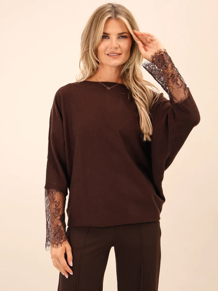 Brown Blakey lace knit jumper