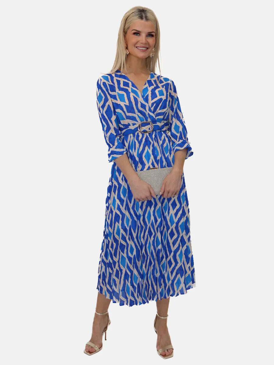 SKY BLUE PRINT POSITANO MIDI DRESS