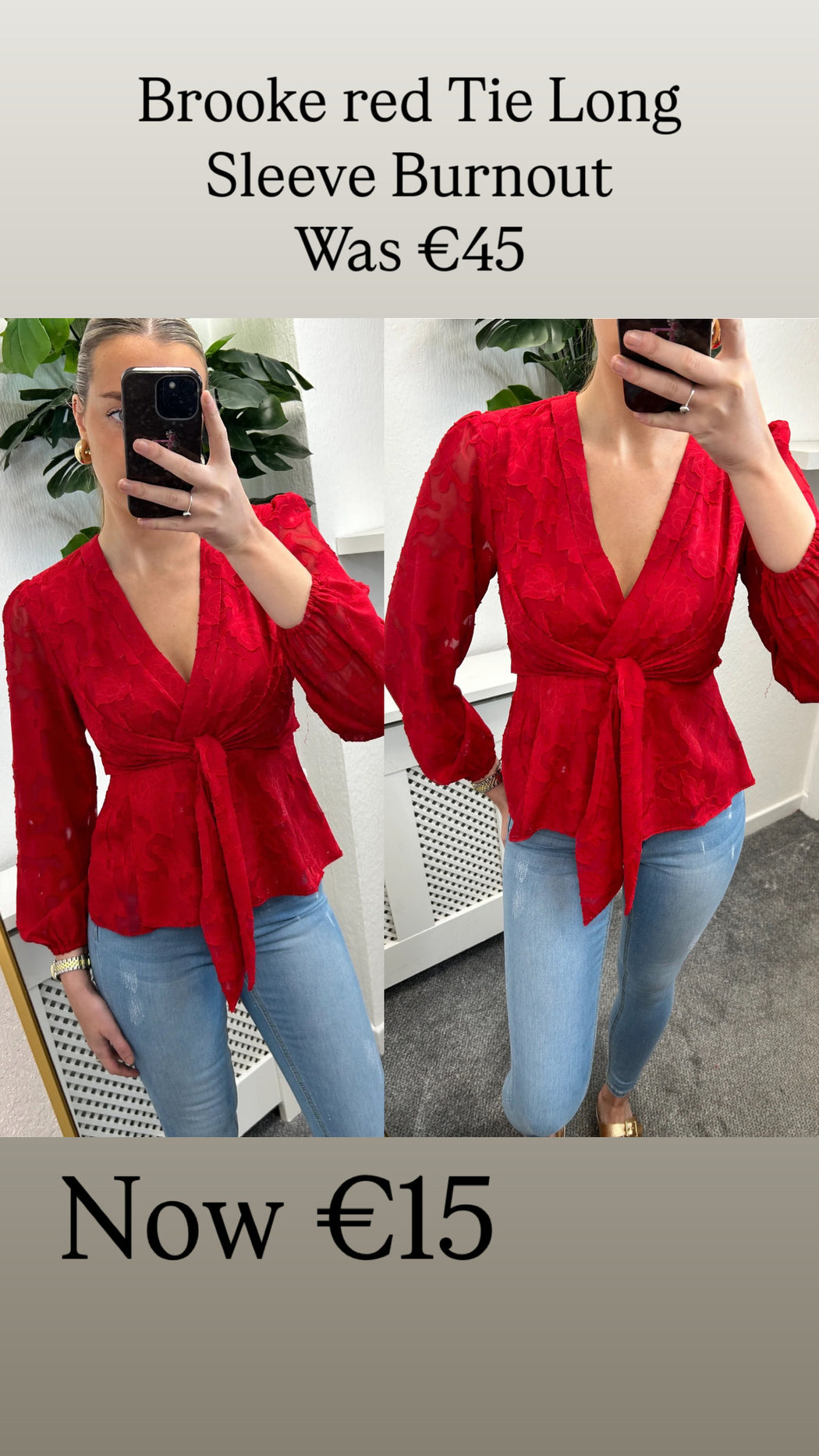 Brooke red Tie Long Sleeve Burnout