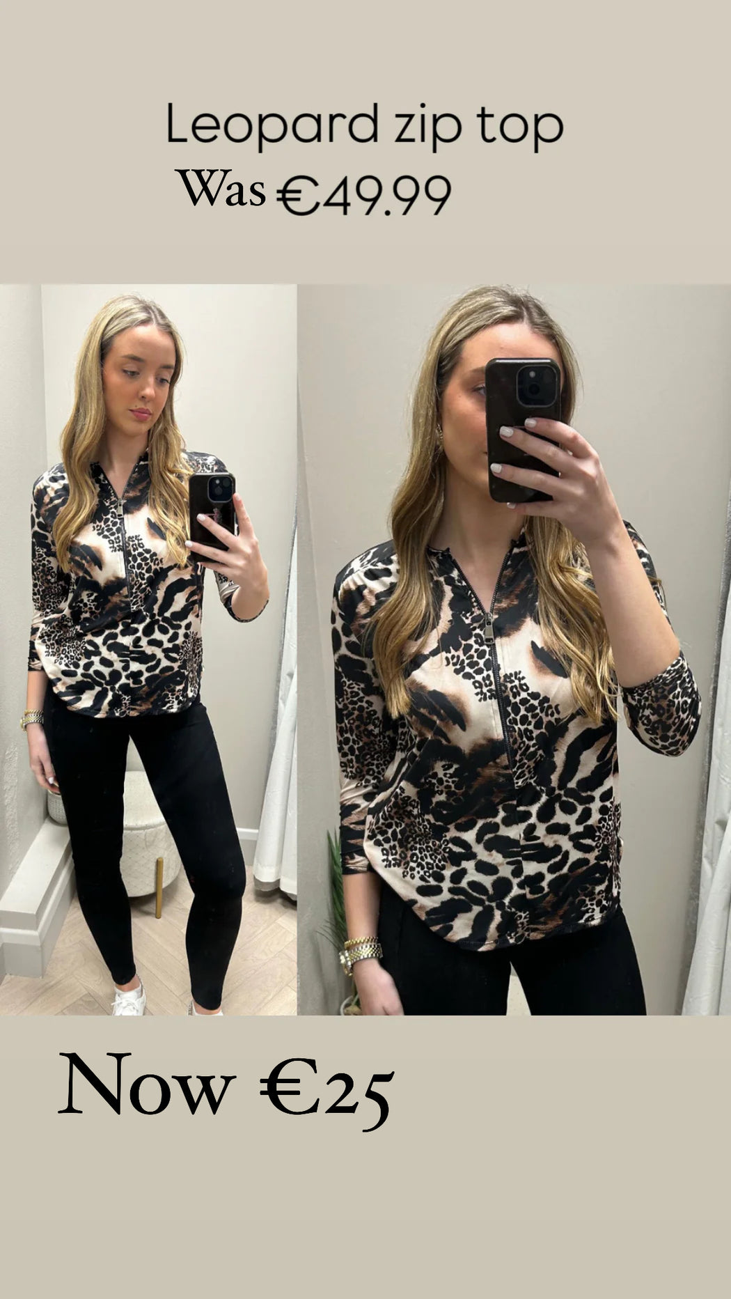 Leopard zip top