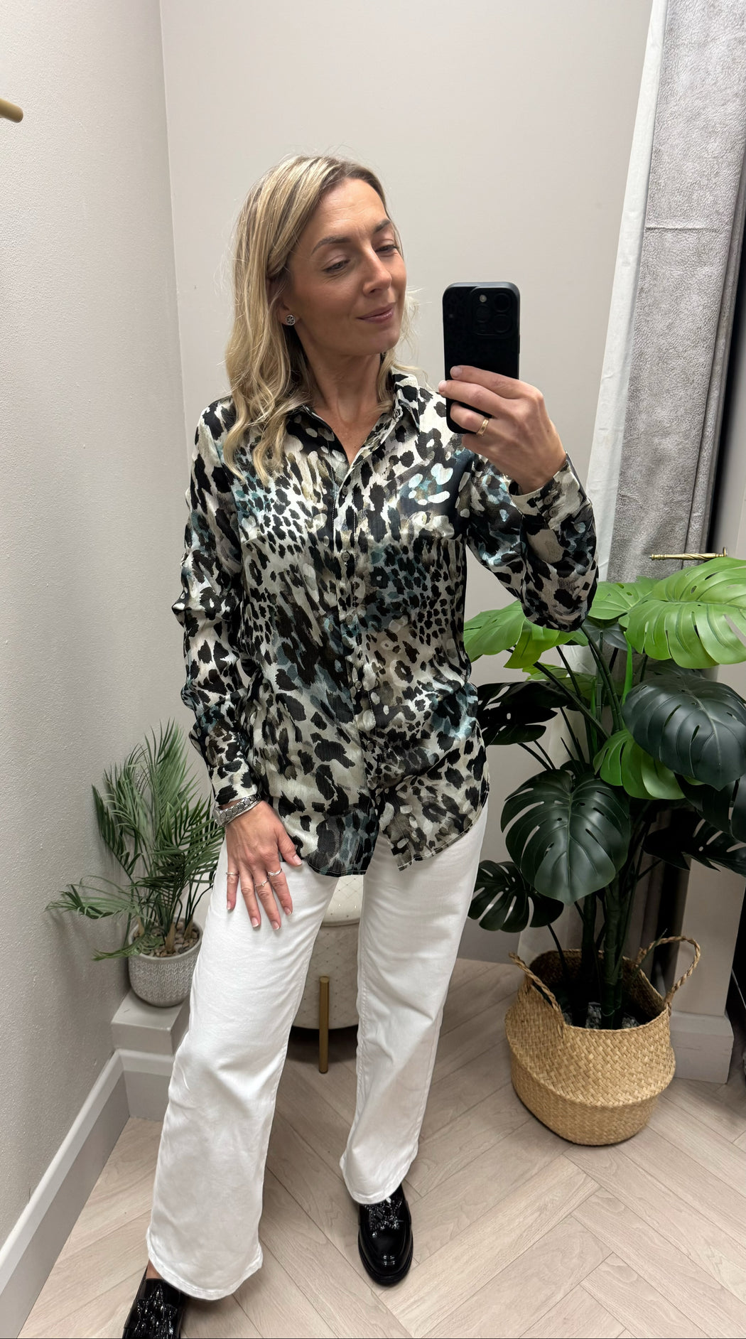 Guess clouis green print shirt w5yk98z2yk2-F7Bg