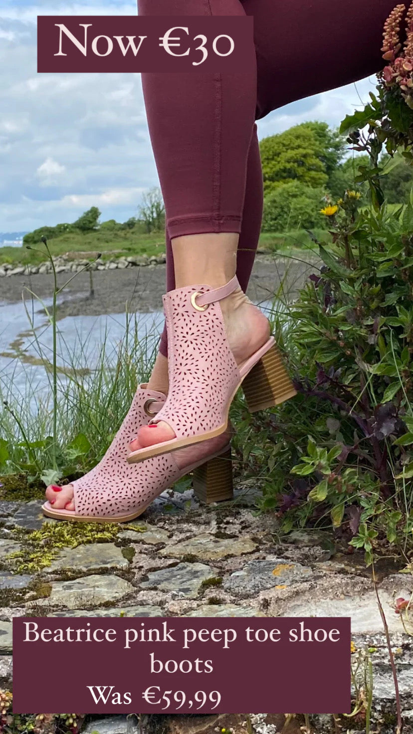 Beatrice pink peep toe shoe boots