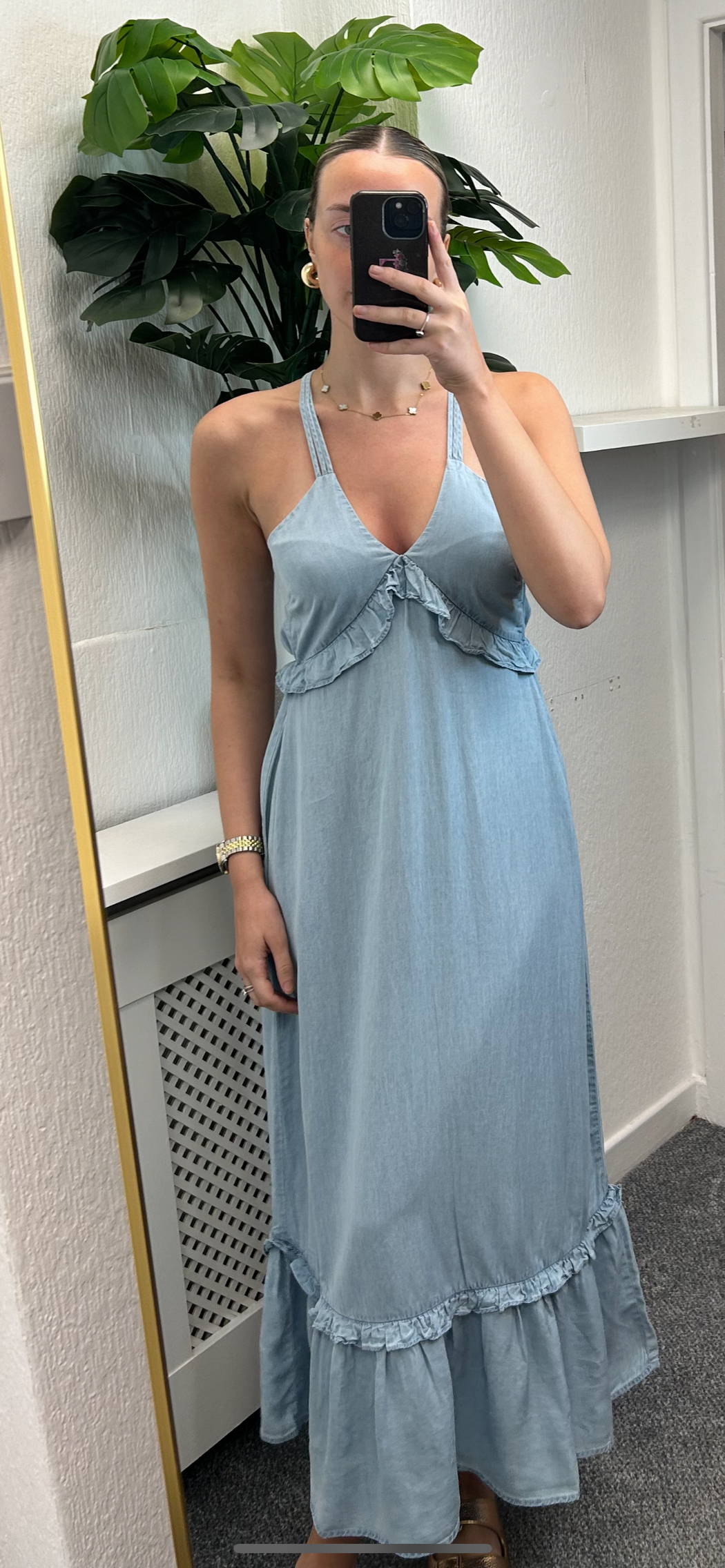 Aquamarine denim maxi