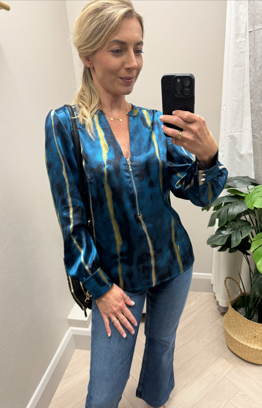 Shannon teal print top