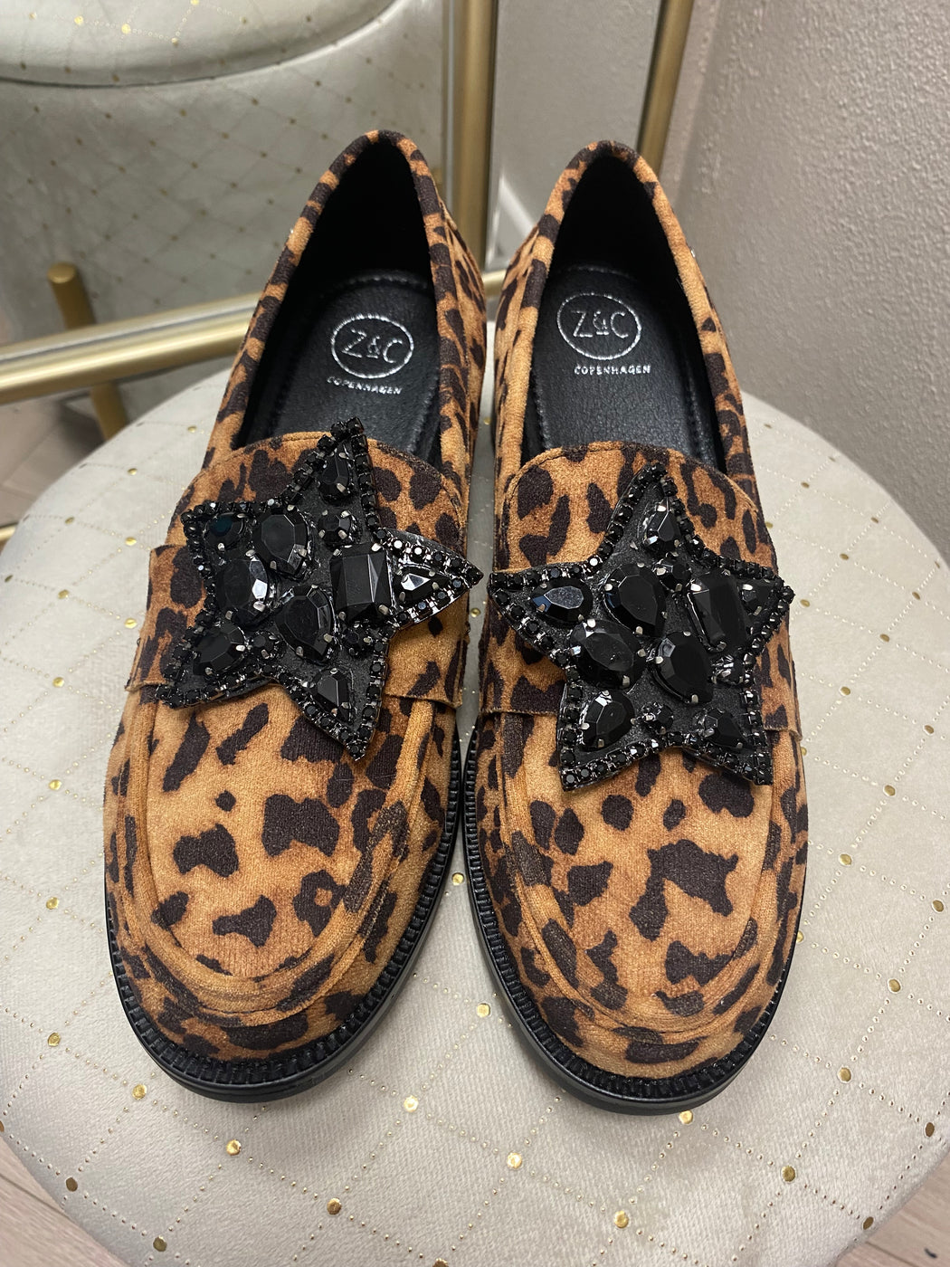 Afyon one leopard star loafer
