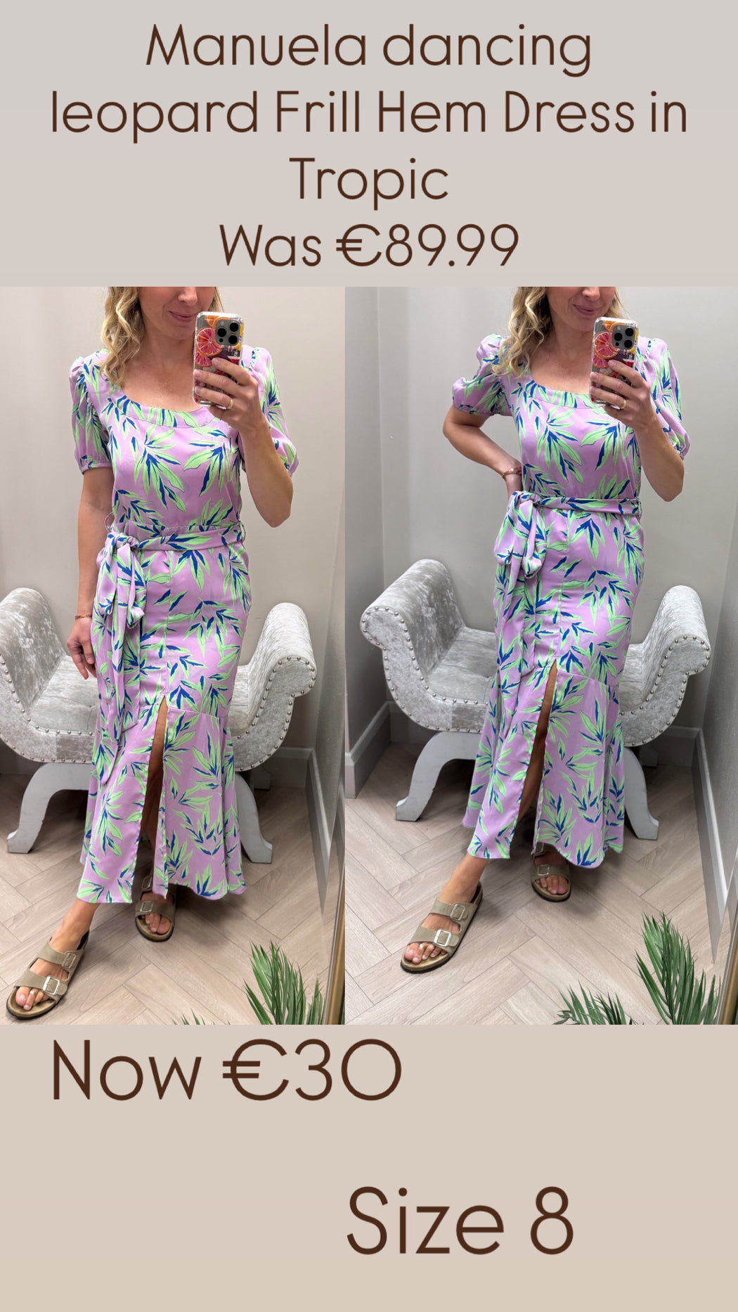 Manuela dancing leopard Frill Hem Dress in Tropic