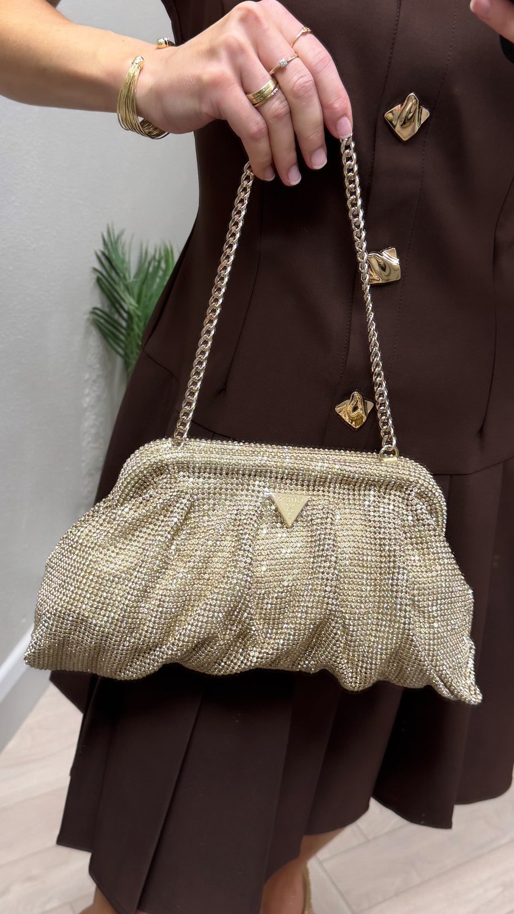 Guess gold zalina clutch bag