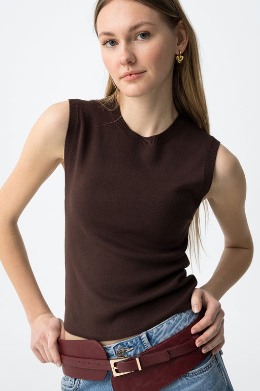 Nancy brown rib knit