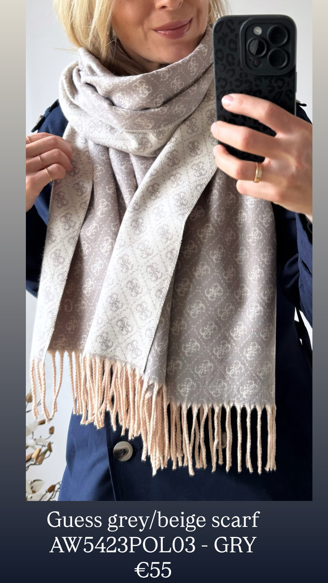 Guess grey/beige scarf AW5423POL03 - GRY