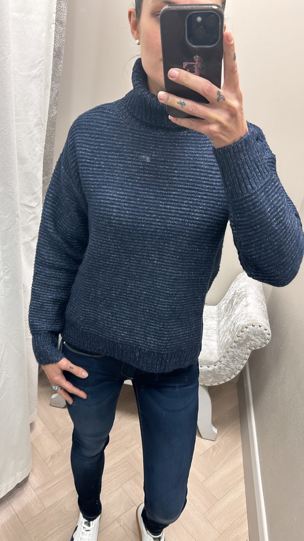 Muffin turtle neck navy knit