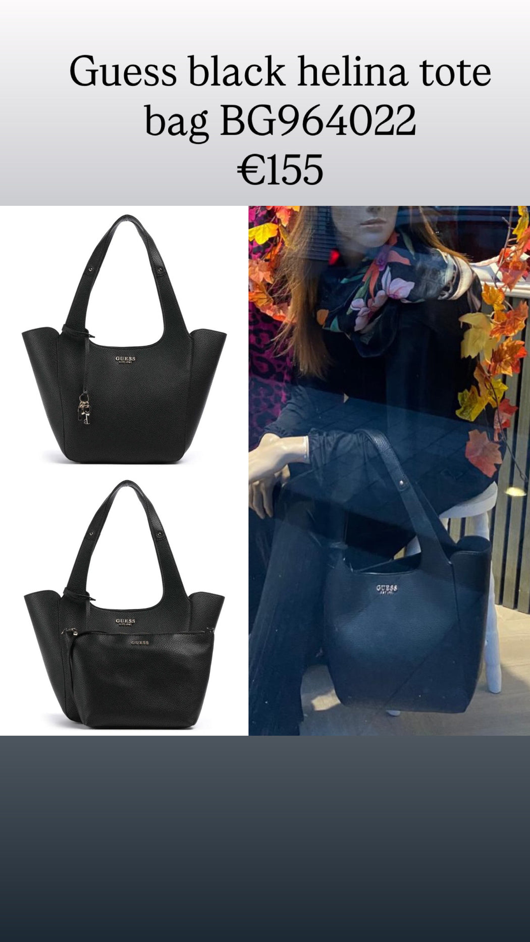 Guess black helina tote bag BG964022