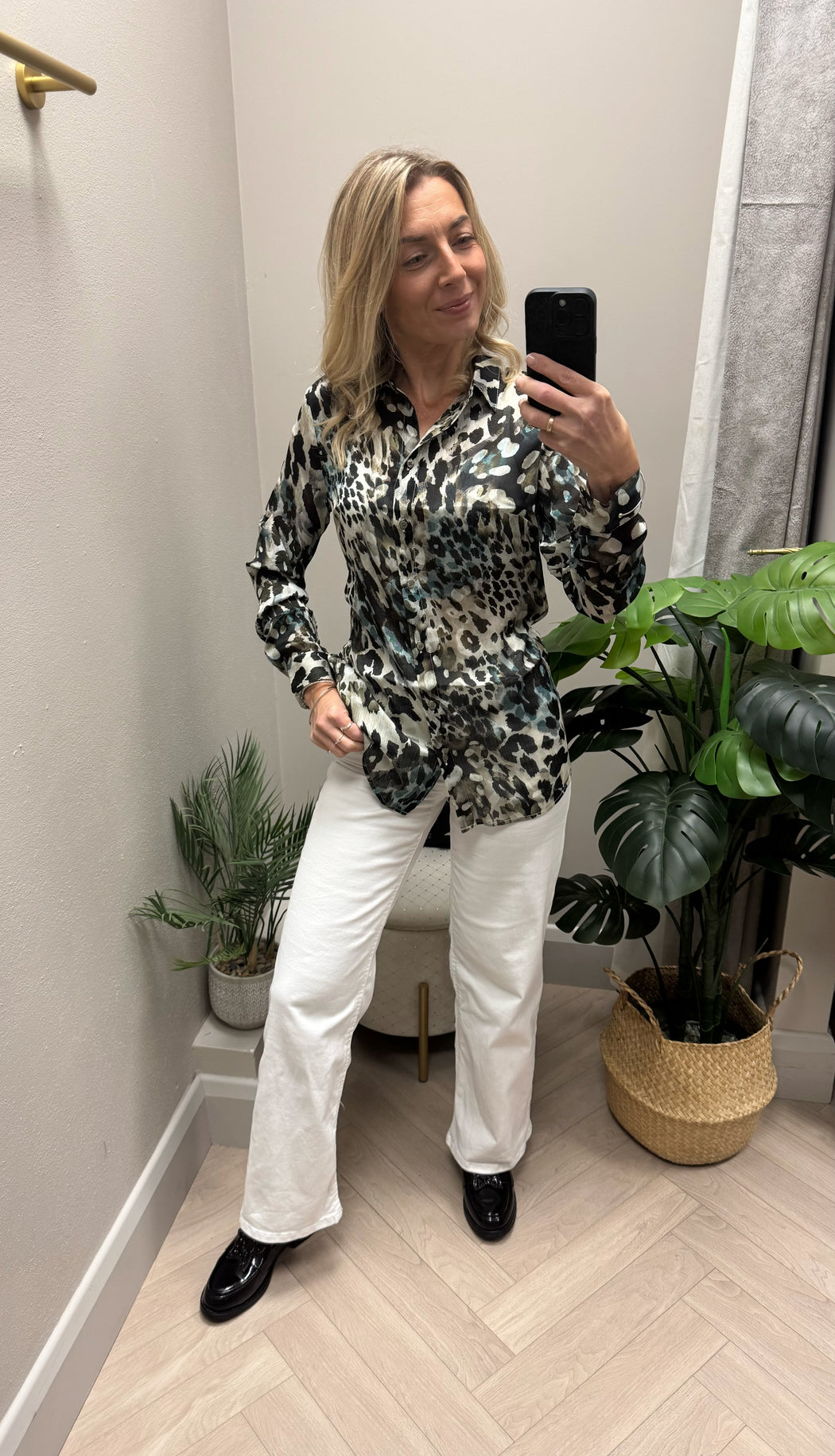 Guess clouis green print shirt w5yk98z2yk2-F7Bg