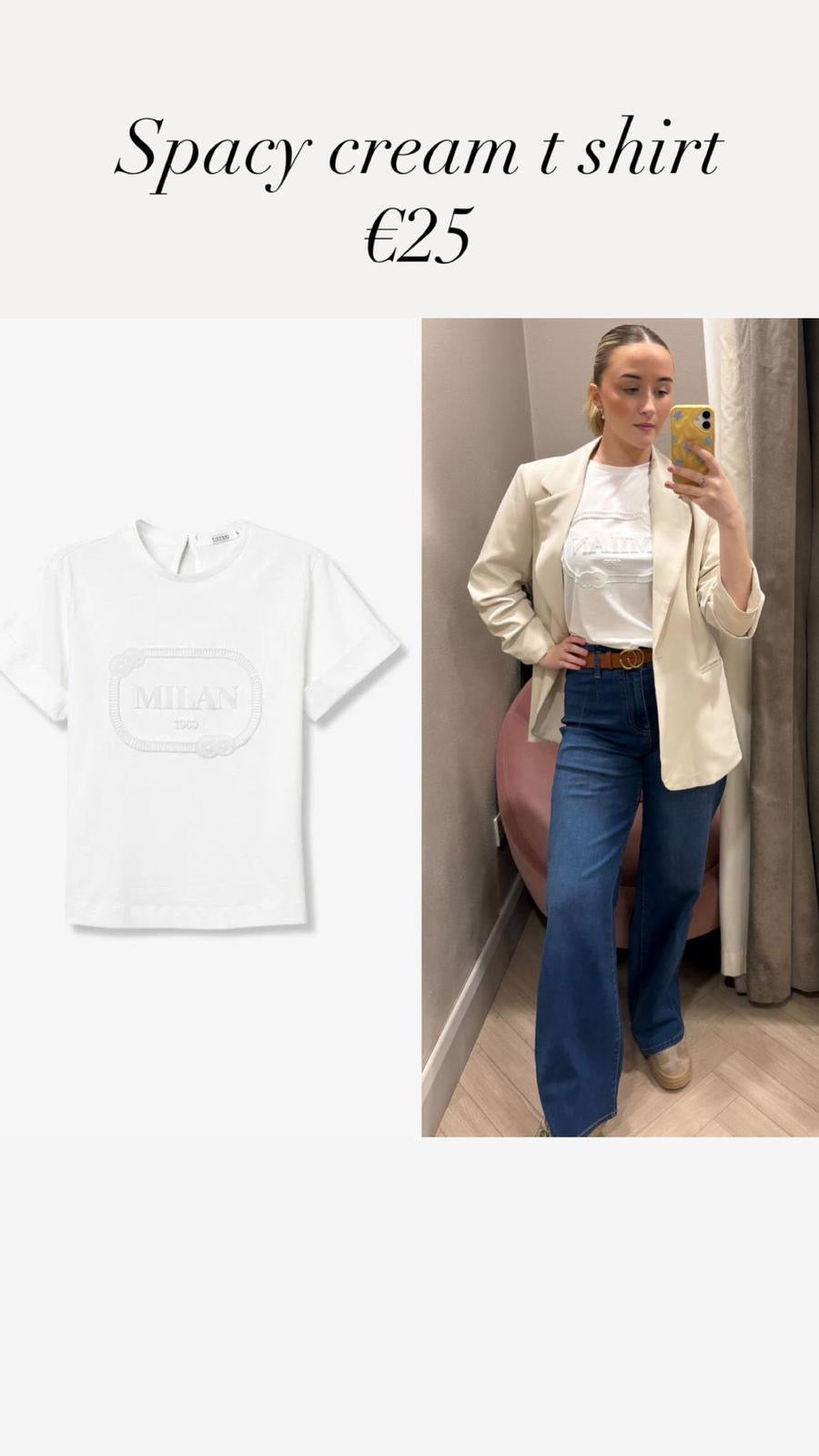 Spacy  cream t shirt