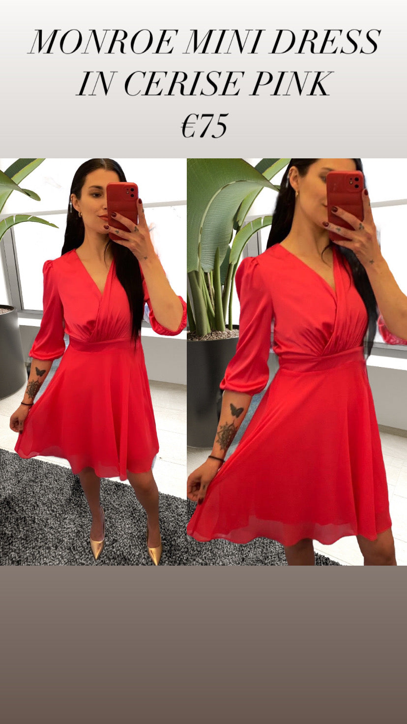 MONROE MINI DRESS IN CERISE PINK