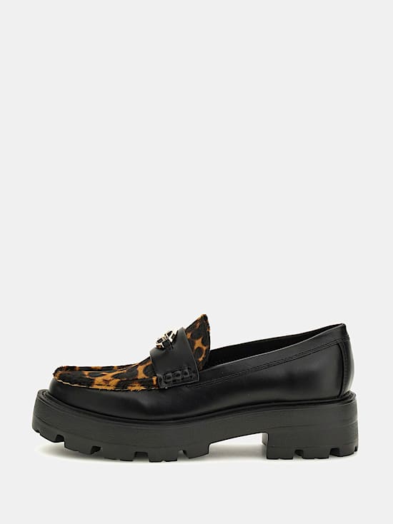 Guess black animal print loafer FLTYK2LEP14