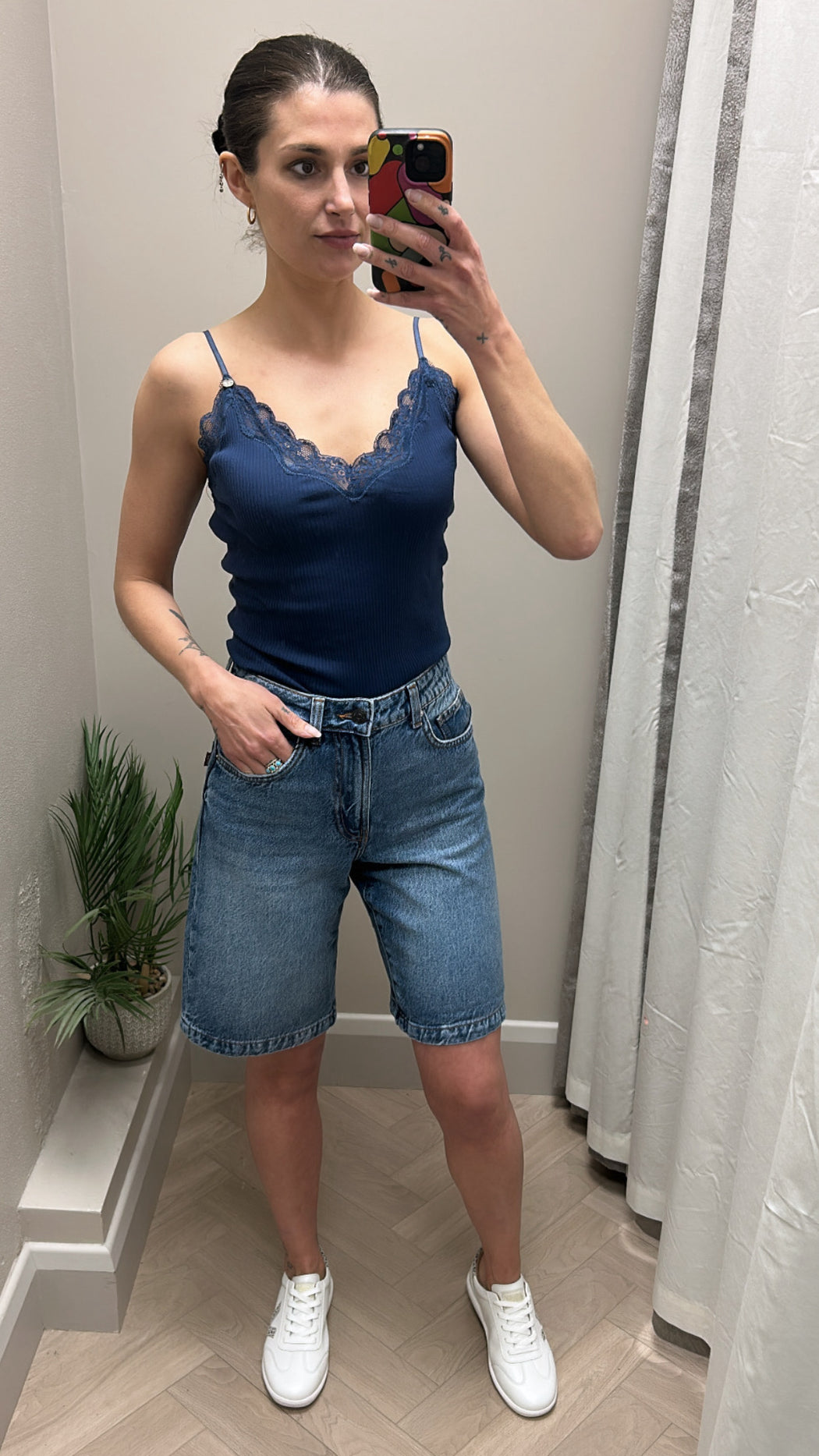 124101 NAVY SALSA LACE TOP WITH ADJUSTABLE STRAP SALE