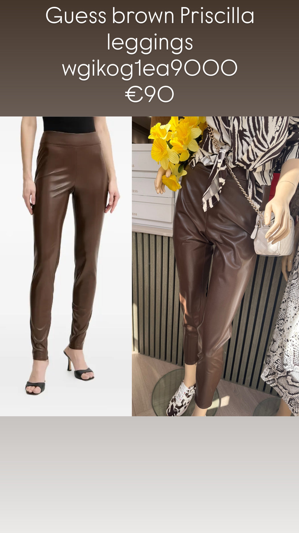 Guess brown Priscilla leggings wgikog1ea9000