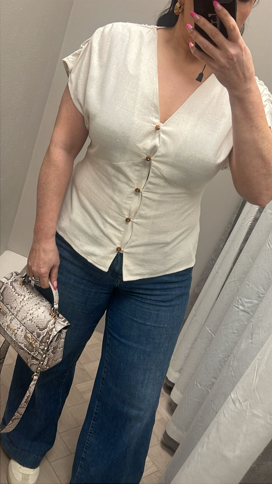 Musa beige frill sleeve top